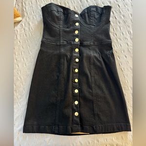 Black Denim Reformation Tube Top Mini Dress. Size 6. Never Worn.